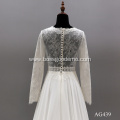 Real Pictures Vintage Backless V-Neck Sleeve Lace Sheath Bohemian Boho vintage wedding dresse for bride Ladies